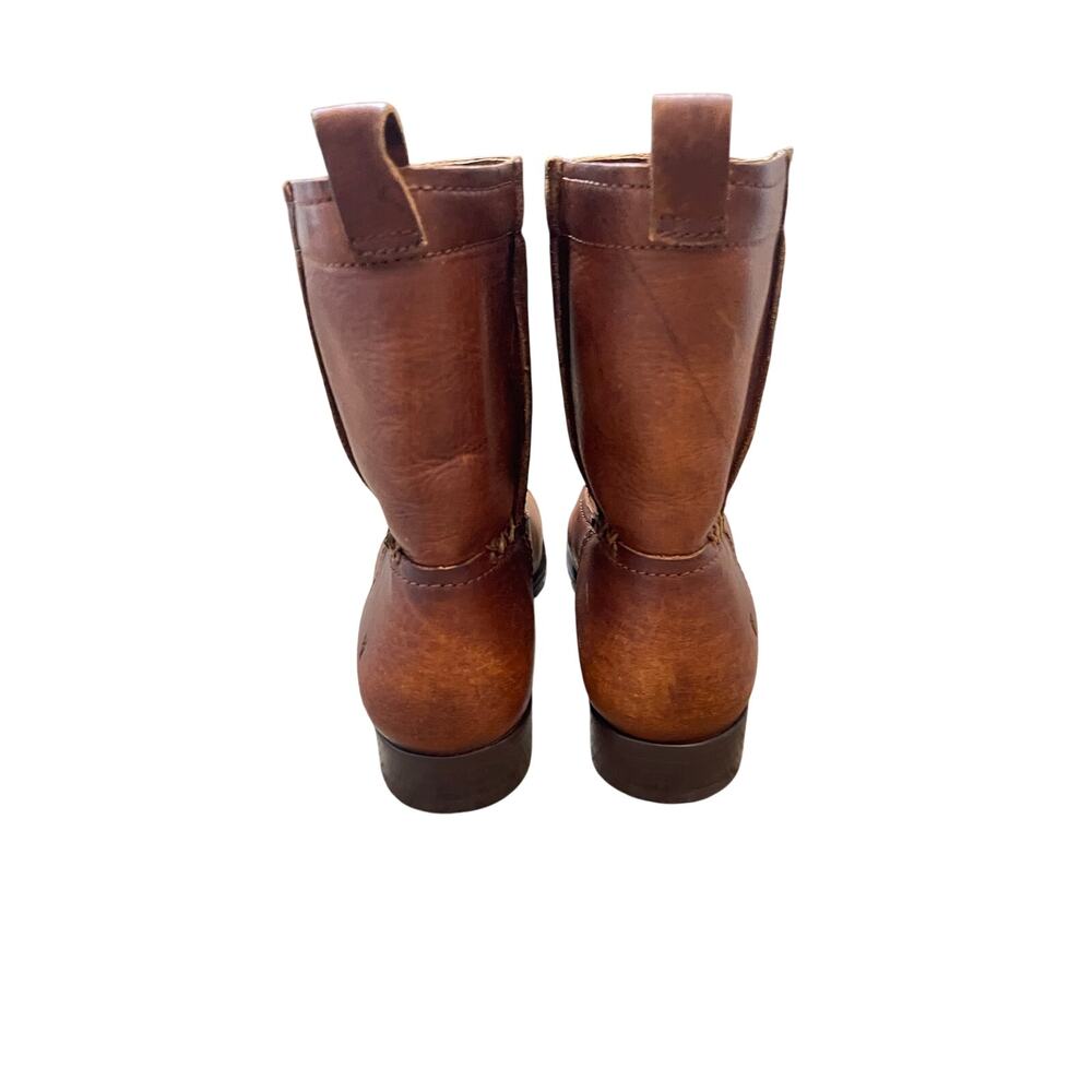 New Frye Womens Size 8.5 Cara Short Ankle Slouch Boots Cognac - Picture 6 of 12